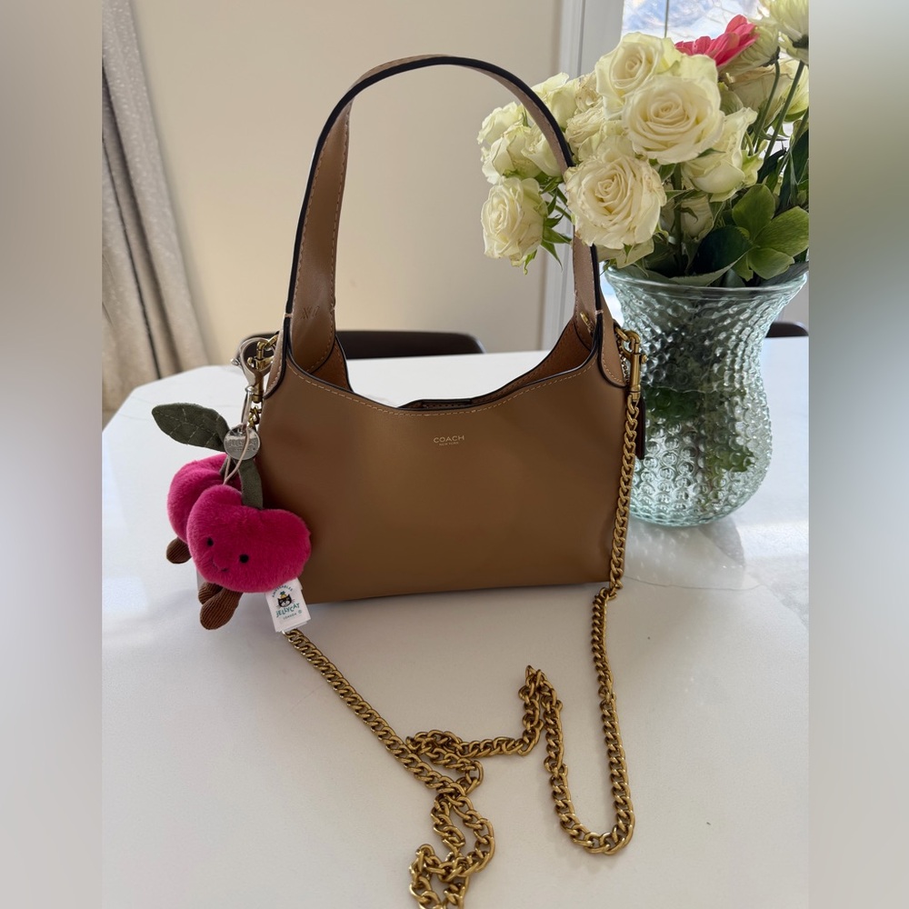 Coach Tan Shoulder Bag with Gold Chain